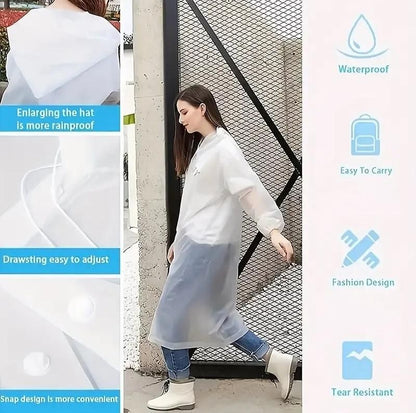 Unisex Hooded Button- Raincoat - Reusable for Adults