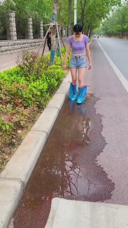 Waterproof Rain Shoe Covers with Secure Button Closure
